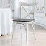 Lancaster Table & Seating Vineyard Rustic White Wood Cross Back Chair with 1