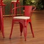Lancaster Table & Seating Alloy Ruby Red Indoor Arm Chair with White Vinyl Cushion
