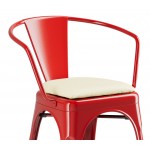 Lancaster Table & Seating Alloy Ruby Red Indoor Arm Chair with White Vinyl Cushion