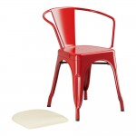 Lancaster Table & Seating Alloy Ruby Red Indoor Arm Chair with White Vinyl Cushion