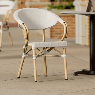 Lancaster Table & Seating Bistro Gray Teslin Outdoor Arm Chair Lancaster Table & Seating Bistro Gray Teslin Outdoor Arm Chair