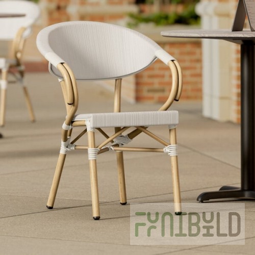 Lancaster Table & Seating Bistro Gray Teslin Outdoor Arm Chair