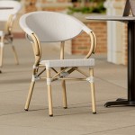 Lancaster Table & Seating Bistro Gray Teslin Outdoor Arm Chair Lancaster Table & Seating Bistro Gray Teslin Outdoor Arm Chair