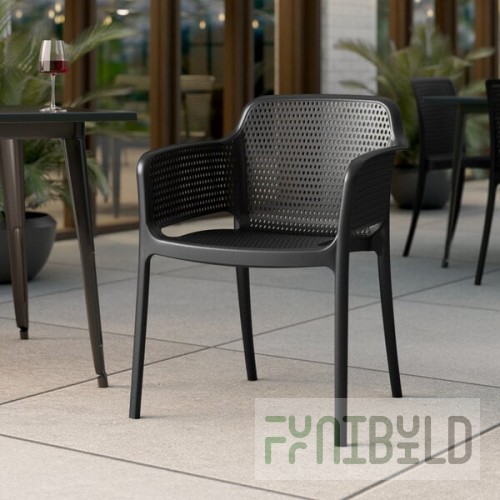 Lancaster Table & Seating Rio Black Stone Resin Arm Chair