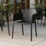 Lancaster Table & Seating Rio Black Stone Resin Arm Chair Lancaster Table & Seating Rio Black Stone Resin Arm Chair