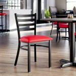Lancaster Table & Seating Black Finish Ladder Back Chair with 2 1/2 Lancaster Table & Seating Black Finish Ladder Back Chair with 2 1/2