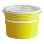 Choice 12 oz. Yellow Paper Frozen Yogurt / Food Cup with Flat Lid - 50/Case