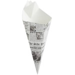 Carnival King 20 oz. News Print Square Cardboard Fry Cone - 500/Case