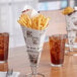 Carnival King 20 oz. News Print Square Cardboard Fry Cone - 500/Case