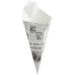 Carnival King 20 oz. News Print Square Cardboard Fry Cone - 500/Case