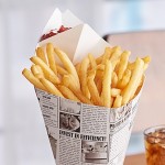 Carnival King 20 oz. News Print Square Cardboard Fry Cone - 500/Case
