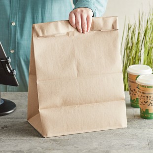Duro 1/6 Natural Kraft Paper Barrel Sack Bag - 400/Bundle