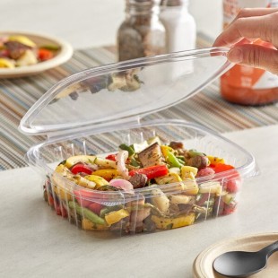 Stalk Market Rectangular Clear PLA Plastic Hinged Deli Container 24 oz. - 200/Case Stalk Market Rectangular Clear PLA Plastic Hinged Deli Container 24 oz. - 200/Case