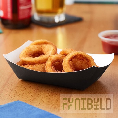 #100 1 lb. Solid Black Paper Food Tray - 1,000/Case