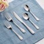 Acopa Swirl 18/8 Stainless Steel Extra Heavy Weight Flatware 5 Piece Set - Sample