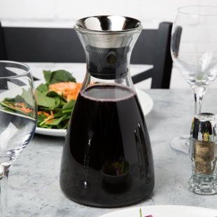 GET GL-CRF-42 Silhouette 38 oz. Glass Decanter with Dripless Stainless Steel Lid