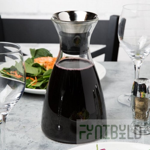 GET GL-CRF-42 Silhouette 38 oz. Glass Decanter with Dripless Stainless Steel Lid