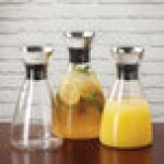 GET GL-CRF-42 Silhouette 38 oz. Glass Decanter with Dripless Stainless Steel Lid