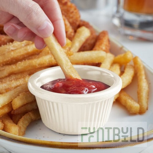 Acopa 2 oz. Bone White Fluted Melamine Ramekin - 12/Case