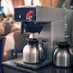 Service Ideas Brew 'N' Pour 64.2 oz. Stainless Steel Coffee Carafe / Server with Black Brew-Thru Lid BNP19BL
