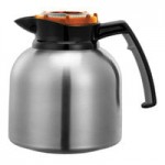 Service Ideas Brew 'N' Pour 64.2 oz. Stainless Steel Coffee Carafe / Server with Black Brew-Thru Lid BNP19BL