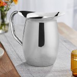 Acopa 96 oz. Smooth Stainless Steel Bell Pitcher with Ice Guard