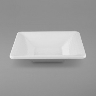 Elite Global Solutions DB8RR Square Pebble Creek 20 oz. White Square Melamine Bowl - 6/Case