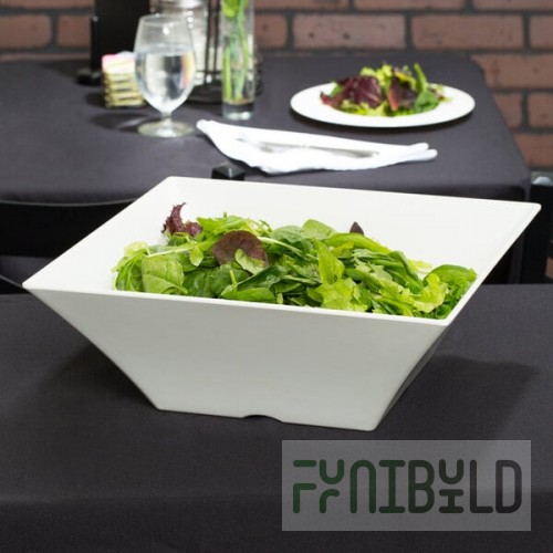 TableCraft MB166 Frostone 13.3 Qt. White Square Melamine Bowl