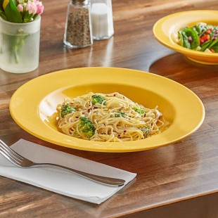 Acopa Foundations 16 oz. Yellow Wide Rim Melamine Pasta Bowl - 12/Pack