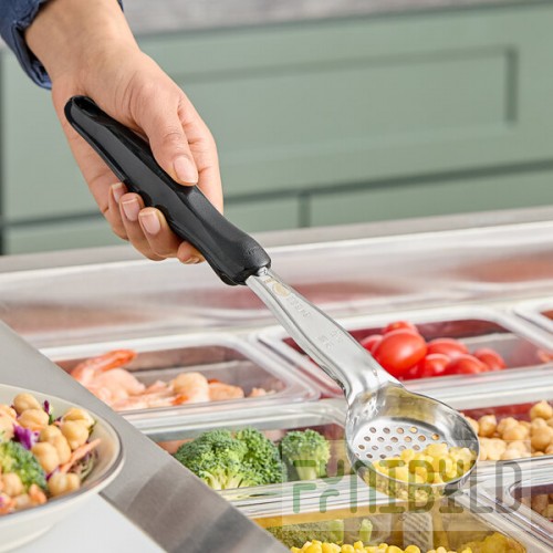 Vollrath 6432220 Jacob's Pride® 2 oz. Black Perforated Round Spoodle® Portion Spoon