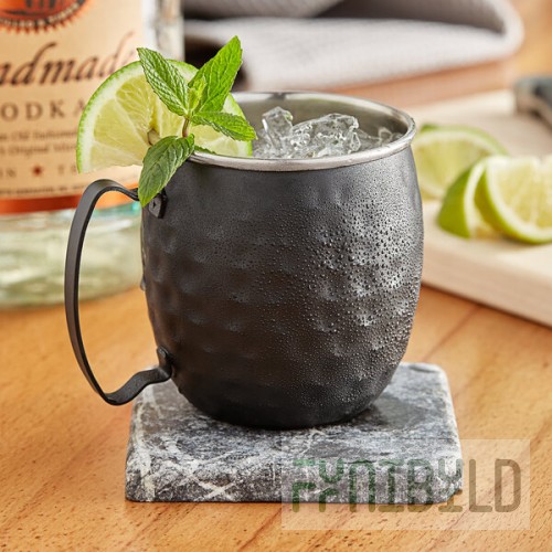 Acopa Alchemy 16 oz. Hammered Black Moscow Mule Mug - 12/Pack