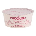 Cocojune Dairy-Free Strawberry Rhubarb Coconut Cultured Yogurt Alternative 4 oz. - 12/Case