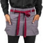 Uncommon Chef 3103 Slate Gray Customizable Poly-Cotton Beltway Waist Apron with Burgundy Webbing and 3 Pockets - 14