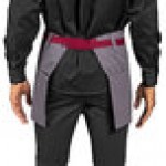 Uncommon Chef 3103 Slate Gray Customizable Poly-Cotton Beltway Waist Apron with Burgundy Webbing and 3 Pockets - 14