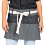 Uncommon Chef 3103 Slate Gray Customizable Poly-Cotton Beltway Waist Apron with Burgundy Webbing and 3 Pockets - 14