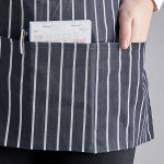 Choice Black and White Chalk Stripe Poly-Cotton Standard Waist Apron with 3 Pockets - 12
