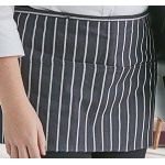 Choice Black and White Chalk Stripe Poly-Cotton Standard Waist Apron with 3 Pockets - 12