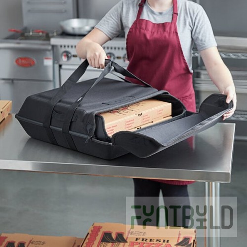Vesture NextPhase RIGID Black Insulated Pizza Delivery Bag with Bio-PCM Technology - Holds Up To (3) 16