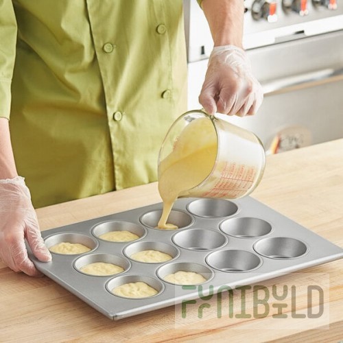 Baker's Lane 12 Cup 5 oz. Glazed Aluminized Steel Jumbo Muffin / Cupcake Pan - 18