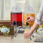 Acopa Double 1 Gallon Glass Beverage Dispenser with Metal Stand