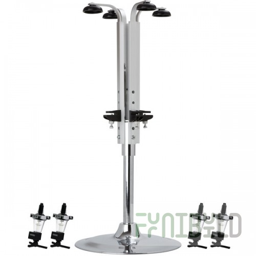 Precision Pours RO4 7/8 oz MM Rack & Pour 0.875 oz. Rotary 4 Bottle Measured Liquor Pourer and Rack System with Shot-Counting Meter