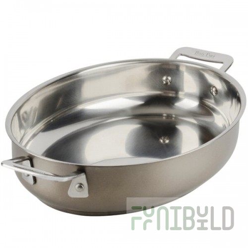 Bon Chef 60019TAUPE Cucina 1.5 Qt. Taupe Stainless Steel Oval Au Gratin Dish