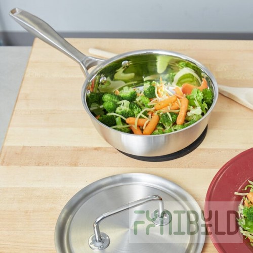 Vollrath 47791 Intrigue 2 Qt. Stainless Steel Saucier Pan with Aluminum-Clad Bottom