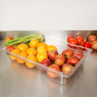 Carlisle 10201B07 StorPlus Full Size Clear Polycarbonate Food Pan - 4 Carlisle 10201B07 StorPlus Full Size Clear Polycarbonate Food Pan - 4