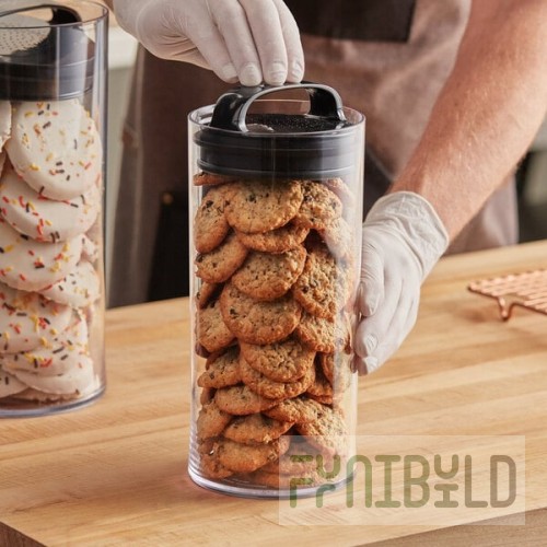 Prepara Evak Fresh Saver 2.3 Qt. Clear SAN Plastic Round Airtight Food Storage Container with Push Down Lid 3042-B
