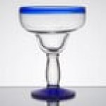 Libbey 92315 Aruba 16 oz. Customizable Margarita Glass with Cobalt Blue Rim and Base - 12/Case