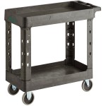 Choice Medium Black 2-Shelf Utility Cart - 34 1/2 Choice Medium Black 2-Shelf Utility Cart - 34 1/2