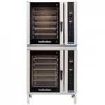Moffat E31D4/2 Turbofan Double Deck Half Size Electric Convection Oven / Broiler with Digital Controls and Stainless Steel Stand - 208V, 1 Phase, 5.8 kW Moffat E31D4/2 Turbofan Double Deck Half Size Electric Convection Oven / Broiler with Digital Controls and Stainless Steel Stand - 208V, 1 Phase, 5.8 kW