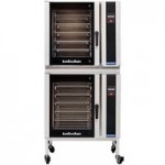 Moffat E31D4/2 Turbofan Double Deck Half Size Electric Convection Oven / Broiler with Digital Controls and Stainless Steel Stand - 208V, 1 Phase, 5.8 kW Moffat E31D4/2 Turbofan Double Deck Half Size Electric Convection Oven / Broiler with Digital Controls and Stainless Steel Stand - 208V, 1 Phase, 5.8 kW