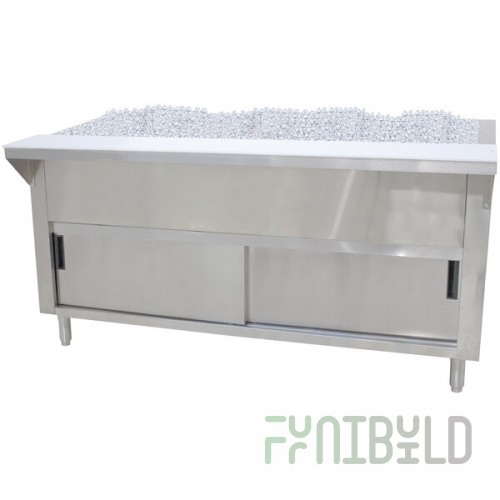 Advance Tabco CPU-5-DR Stainless Steel Ice-Cooled Table with Cabinet Base and Sliding Doors